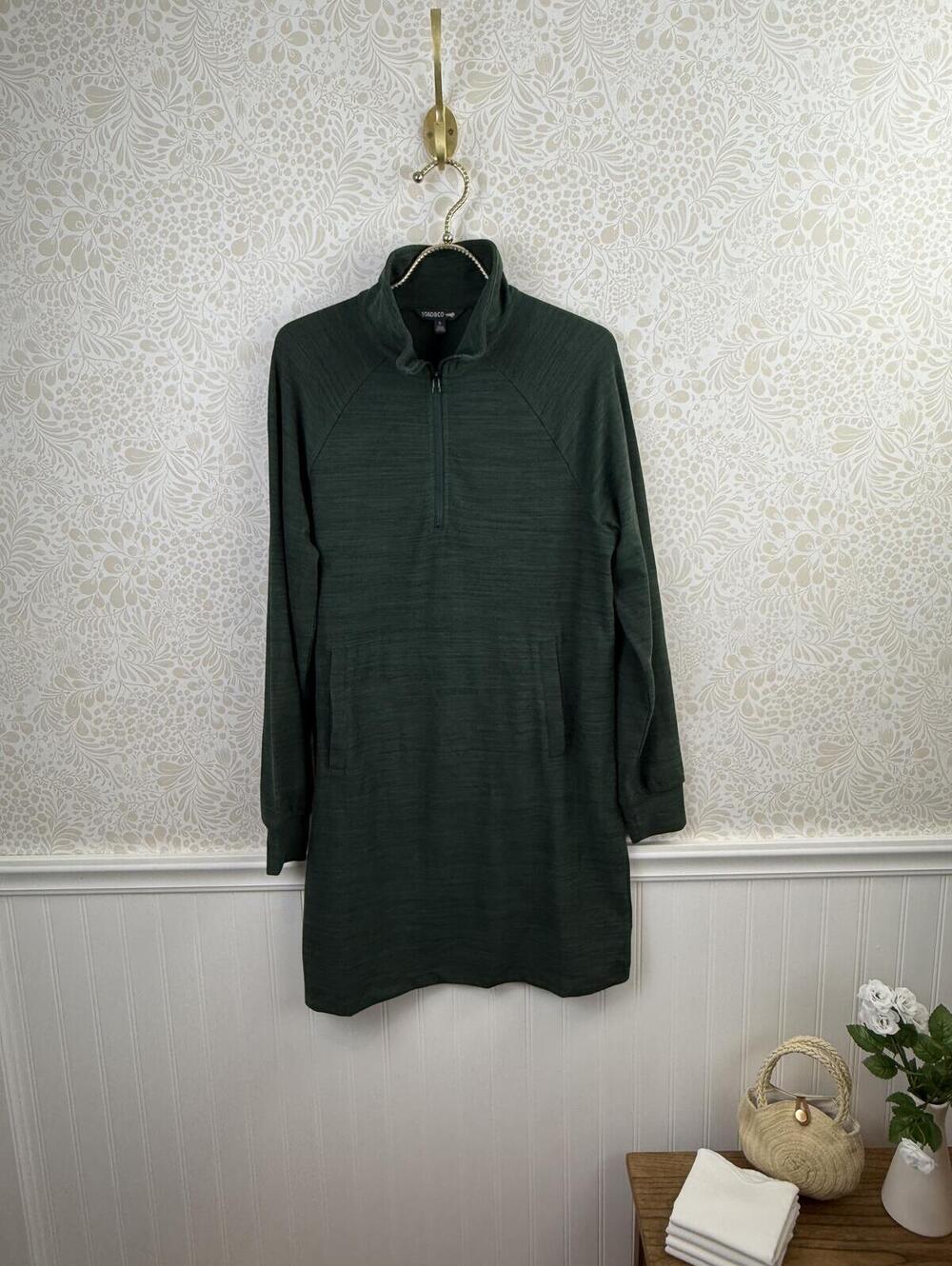 Toad&Co Women's Green Intermosso Lightweight Fleece Zip Dress - Size - Small